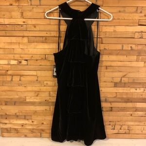 Black Velvet Halter Vintage Glamour Dress